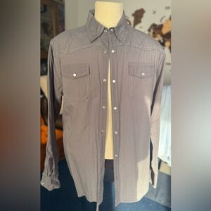 Men's Gray Casual Pearl Snap Shirt